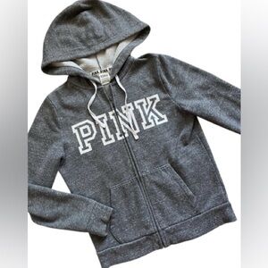 Victorias Secret PINK heather gray full Zip Up Hoodie size S